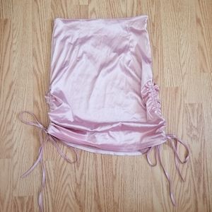 Pink Satin Ruched Miniskirt